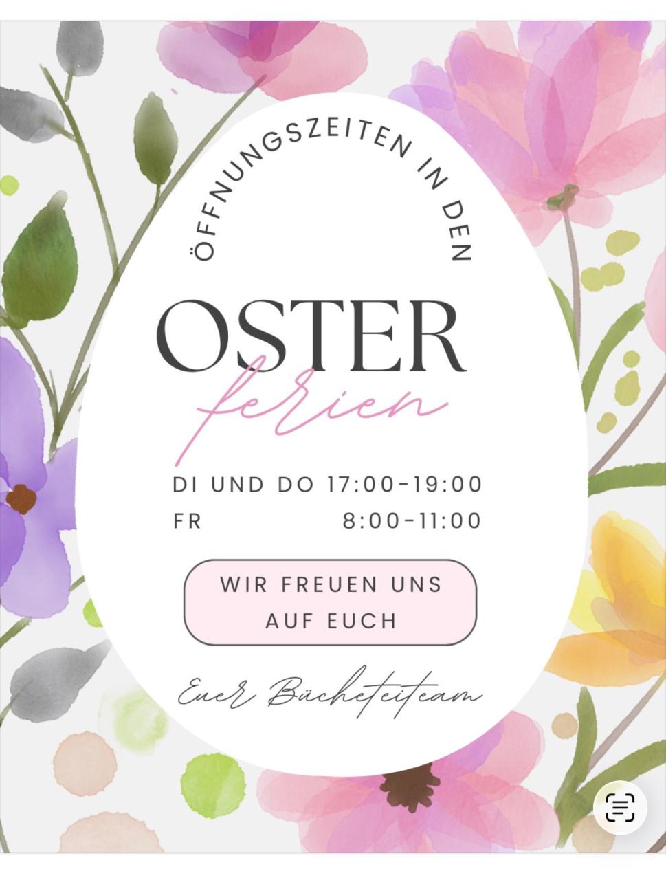 Öffnungszeiten in den Osterferien